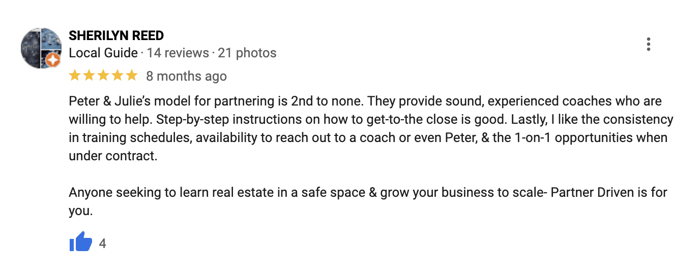 Partner Driven Google Review